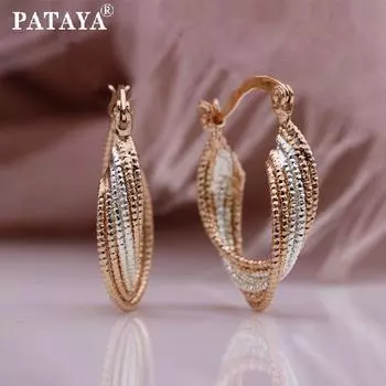 PATAYA Круглые двухцветные гальванические цветные серьги с геометрическими линиями в стиле хип-хоп, серьги в абстрактном стиле