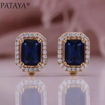 PATAYA квадратные сапфировые синие женские свадебные украшения серьги