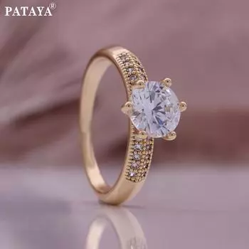 PATAYA Микро-закрепка Процесс Белый Искусственный Циркон Простое И Изысканное Обручальное Кольцо 7 белый