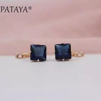 PATAYA модные серьги женские модные большие квадратные роскошные серьги с искусственным цирконом