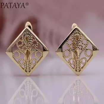 PATAYA Новые поступления женские квадратные серьги уникальные полые серьги