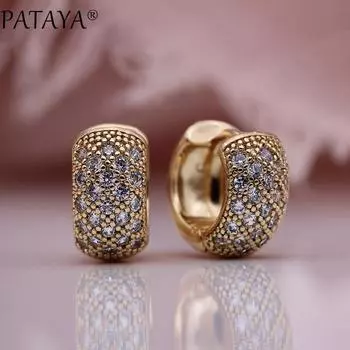 PATAYA новые роскошные круглые висячие серьги с микровосковой инкрустацией из натурального циркона, изысканные модные украшения, женские свадебные серьги