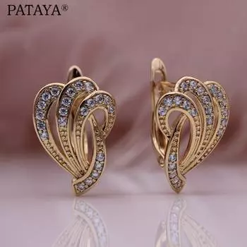 PATAYA новые роскошные серьги-капли из искусственного циркона, наборы колец для женщин, свадебный комплект с полым сектором M