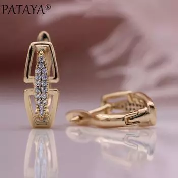 PATAYA новые серьги-капли цвета розового золота с инкрустацией из микро-воска, женские свадебные милые необычные полые серьги