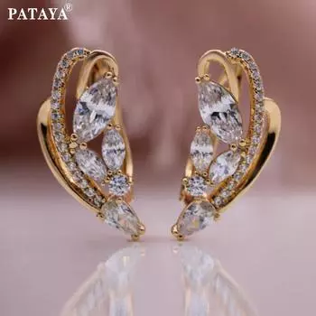 PATAYA новые серьги-капли с белой лошадью, розовое золото, женские креативные симметричные полые серьги с искусственным цирконом