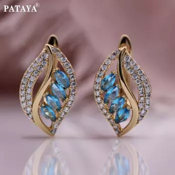 PATAYA новые серьги с конским глазом, разноцветные серьги-капли из искусственного циркона, цвет розового золота, женские изысканные роскошные полые металлические серьги