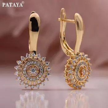 PATAYA, новые трендовые круглые полые серьги цвета розового золота, женские роскошные повседневные винтажные длинные серьги-капли