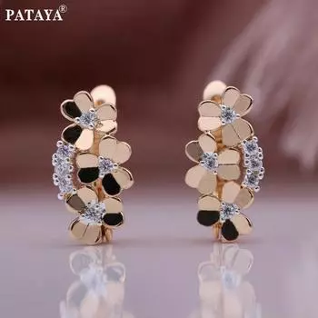 PATAYA новые трендовые серьги цвета розового золота для женщин и девочек, подарок, свежие маленькие серьги с цветами