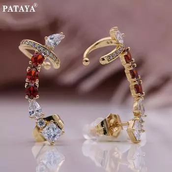 PATAYA, новые уникальные серьги-гвоздики, необычные серьги-гвоздики цвета розового золота, разноцветные серьги в стиле хип-хоп