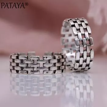 PATAYA Новые женские кольца в стиле панк, открытые регулируемые кольца, квадратные полые, вечерние, подарок на свадьбу, простые уникальные изысканные модные украшения