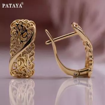 PATAYA прямоугольные полые серьги цвета розового золота женские геометрические вечерние винтажные уникальные милые серьги-капли