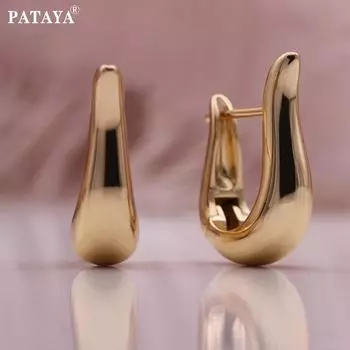 PATAYA Розовое золото Цвет U Стиль Глянцевые классические серьги Хип-хоп Серьги-капли