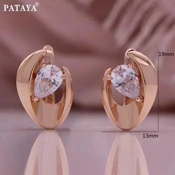 PATAYA розовое золото инкрустированное белое искусственное цирконие в форме капли воды серьги кулон ожерелье комбо комплект
