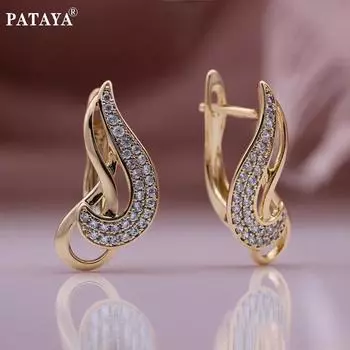 PATAYA Серьги цвета розового золота с инкрустацией из микровоска, модные серьги в форме пламени