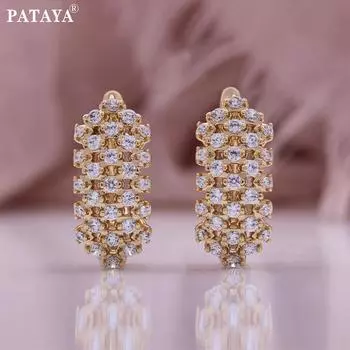 PATAYA Серьги из искусственного циркония белого цвета с инкрустацией микровоском