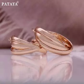 PATAYA Серьги-капельки из розового золота в стиле хип-хоп с тремя кругами и геометрическими серьгами