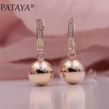PATAYA сферические висячие серьги с инкрустацией из микровоска, женские серьги для свадебной вечеринки, изысканная легкая версия, серьги