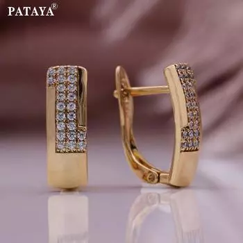 PATAYA Trend Классические женские серьги Розовое золото Цвет Белый Искусственный циркон Серьги-капли