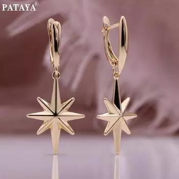 PATAYA уникальные металлические длинные серьги розового золота с амулетом, женские серьги-капли в стиле религии, необычные креативные тонкие серьги