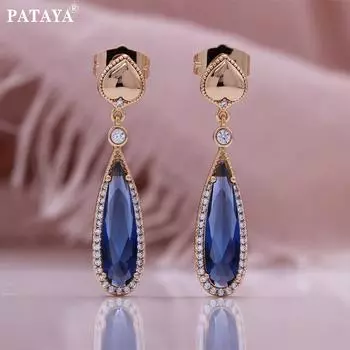 PATAYA Water Drop 6 цветов Классические свадебные серьги с искусственным цирконом синий