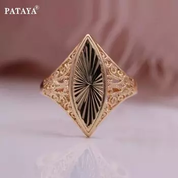PATAYA винтажные кольца с цветком и конским глазом цвета розового золота, блестящее украшение, кольцо длиной до пальца 7