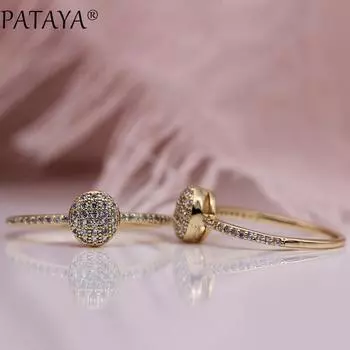 PATAYA женские роскошные кольца белые круглые с натуральным цирконом Свадебная вечеринка модные украшения полое овальное тонкое кольцо 7