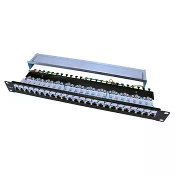 Патч-панель Hyperline Pp3-19-24-8p8c-c6-sh-110d 19 дюймов 1u 24xrj45 Cat 6 Ftp