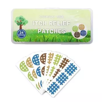 Патч против зуда, пакет для помощи от порезов от комаров для ребенка, патч-бокс для помощи от порезов от комаров, 24 пластыря, эссенция после путешествий и кемпинга One Size