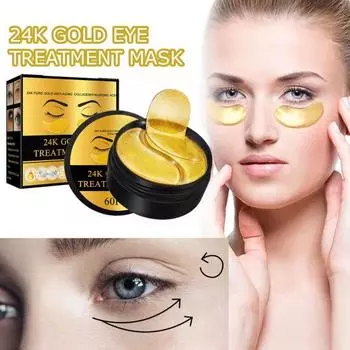 Патч Увлажняющий, Увядает, Тонкие линии, Осветляют темные круги, Питательный, 24К, Средство для ухода за золотистыми глазами