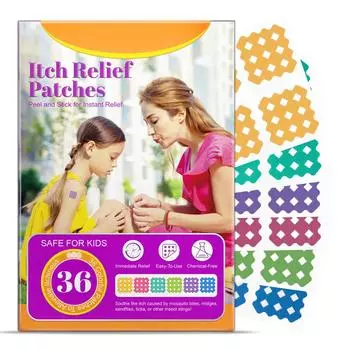 Патчи для облегчения зуда - 36 пластырей - Натуральный пластырь - Натуральный пластырь для облегчения зуда - Пластырь от насекомых от комаров, клещей, мошек