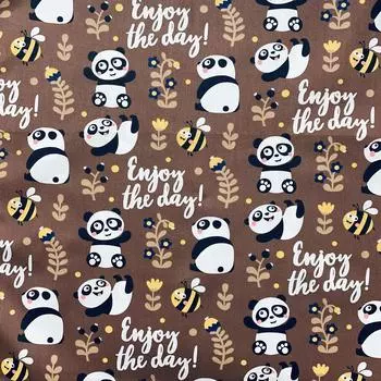 Patchwork Panda Bee Pattern Handmade Cloth Tapestry Fabric Panel Curtain Fabric School Lunch Bag Fabric for Crafts Combed Cotton Material Twill Weave