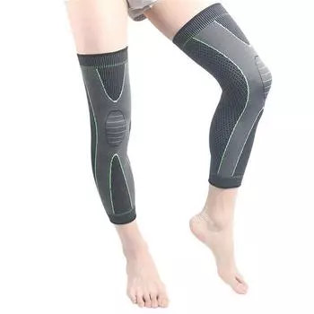 Patella Brace Long Full Legs Sleeve Breathable Fitness Kneepad Fitness Gear M чёрный
