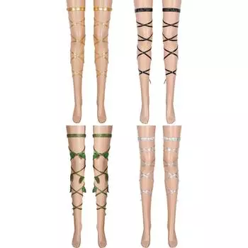 Патентные кожаные подвязки, сексуальное нижнее белье, сексуальные чулки, сексуальные сетчатые носки, шнурки с зелеными листьями one size fits all