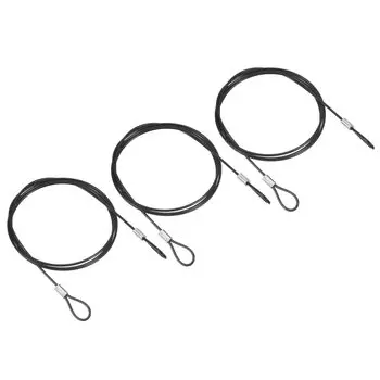 PATIKIL 1 M трос безопасности замок 3 шт. нержавеющая сталь диаметр 2 мм трос безопасности с двойной петлей для сценического освещения багаж замок черный