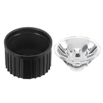 PATIKIL 20 mm LED Lens 15 Degree with Plastic Holder 8 Sets Acrylic Optical Lens for 1W 3W High Power LED Light Black Transparent