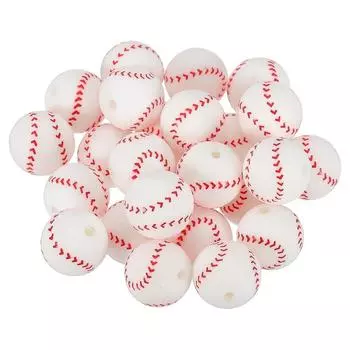 PATIKIL 25 штук белые бейсбольные бусины 15 мм силиконовые бусины спортивные бусины ручка браслет изготовление брелок DIY ремесло подарок мяч силиконовые фокусные бусины