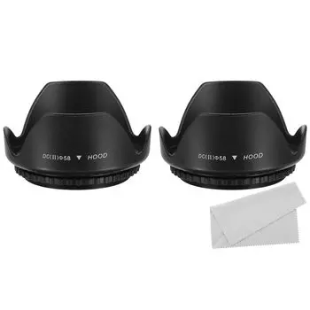 PATIKIL 58mm Camera Lens Hood Set of 2 Flower Lens Hood Protector with Cleaning Cloth Blocks excess sunlight to reduce lens flare and glare to improve
