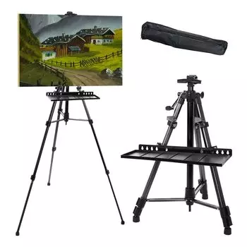 PATIKIL Artist Easel Stand Мольберт для рисования на холсте со съемным подносом Металлический штатив Мольберт с регулируемой высотой 51 см для рисования Черный cm-155