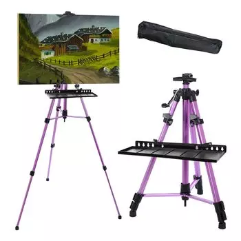 PATIKIL Artist Easel Stand Мольберт для рисования на холсте со съемным подносом Металлический штатив Мольберт с регулируемой высотой 51 см для рисования Фиолетовый cm-155