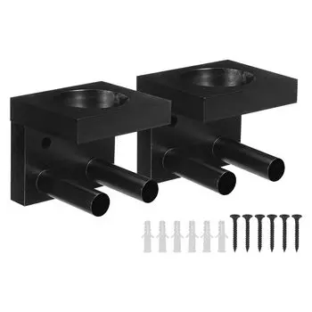 PATIKIL Baseball Bat Holder Set of 2 Wooden Baseball Bat Wall Mount Holder Sports Display Wall Mount Softball Storage Hockey Stick Black