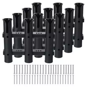 PATIKIL кронштейн для держателя удочки пластиковый 3-звенный трубчатый держатель для удочки с винтами для грузовика каяка черный 4 шт. настенный/боковой чёрный