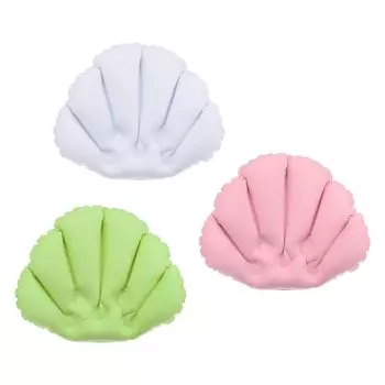 PATIKIL надувная подушка для ванны с присоской, 3 предмета, махровый чехол, форма ракушки, подушка для ванны, поддержка шеи для ванны, гидромассажная ванна, синяя (Розовый зеленый)