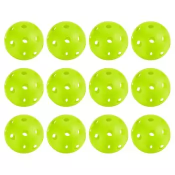 PATIKIL Outdoor Pickleball Balls 26 Holes Pickleball 12 Pack for Amateur Indoor and Outdoor Sports Yellow Green
