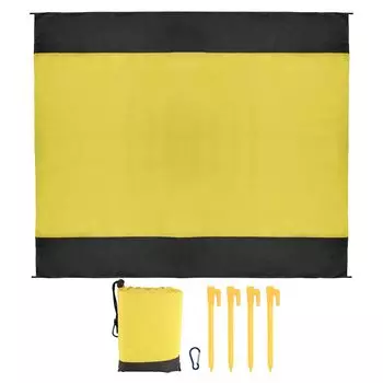 PATIKIL Пляжное одеяло Водонепроницаемая песчаная пляжная подушка Большая портативная подушка для пикника для людей Идеально подходит для пикника Путешествия Кемпинга Пешего туризма Желтый