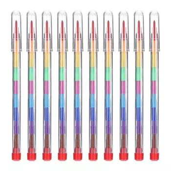 PATIKIL Stacking Crayons 10 шт. 10 цветов, складные круглые мелки для рисования для домашнего офиса, вечеринки, художественных принадлежностей для рисования, обучения рисованию