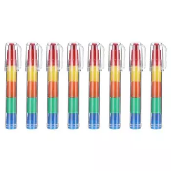 PATIKIL Stacking Crayons 8 шт. 5 цветов, складные круглые мелки для рисования для дома, офиса, вечеринки, художественных принадлежностей для рисования, обучения