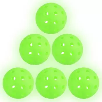 PATIKIL светящиеся мячи для пиклбола 40 лунок темные светящиеся мячи для пиклбола 6 штук уличные мячи для пиклбола с сетчатой сумкой для занятий спортом в помещении и на открытом воздухе неоновый зеленый