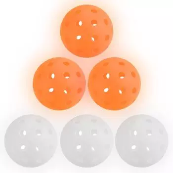 PATIKIL Светящиеся в темноте мячи для пиклбола 40 отверстий Светящиеся в темноте мячи для пиклбола Набор из 6 уличных мячей для пиклбола с сетчатым мешком для игры в помещении и на улице зелёный