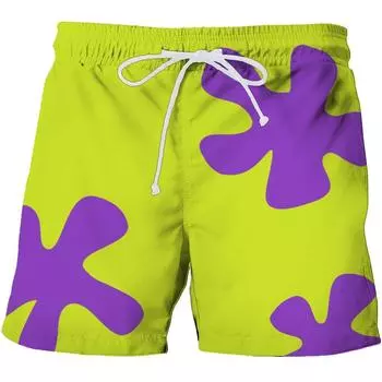 Patrick Squarepants Spongebob Star Shorts Beach Pants Ventilation Children Man Green,5XL