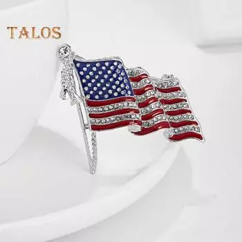 Патриотическая брошь в виде американского флага из цинкового сплава со стразами и эмалью, развевающийся национальный флаг США, булавка для свитера, рюкзака, шляпы, украшения для мужчин и женщин, одежда, аксессуары золотистый